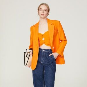 Sandro Paris Orange Harper Viscose Single-Button Blazer - Size 40